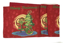 Load image into Gallery viewer, DaDa Bedding Red Santa Claus Christmas Tree Woven Tapestry Dining Table Runner (17615)