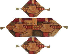 Load image into Gallery viewer, DaDa Bedding Set of 3-Pieces - Smell of Coffee Café Cup Orange Brown Woven Tapestry Dining Table Runners (9912)