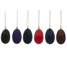 Load image into Gallery viewer, Set of 6 Golden Birds Egg Shape Wooden Christmas Ornaments 1.5 Inches