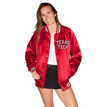 Load image into Gallery viewer, Texas Tech Satin Letterman Bomber Jacket