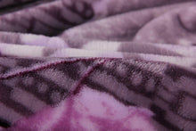 Load image into Gallery viewer, DaDa Bedding Orchid Blossoms Striped Floral Lavender Plush Fleece Flannel Throw Blanket (XY9833)