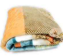 Load image into Gallery viewer, DaDa Bedding Papaya Beach Orange &amp; Blue Reversible Soft Fleece Flannel Throw Blanket (XY9841)