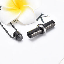 Load image into Gallery viewer, Cylinder Cremation Urn Necklace With Infinity Band Engraved "Together Forever In Loving Memory"