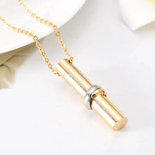 Load image into Gallery viewer, Cylinder Cremation Urn Necklace With Infinity Band Engraved "Together Forever In Loving Memory"