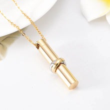 Load image into Gallery viewer, Cylinder Cremation Urn Necklace With Infinity Band Engraved "Together Forever In Loving Memory"