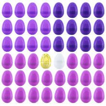 Load image into Gallery viewer, Set of 46 Purple Plastic Eggs, 1 White Egg + 1 Golden Easter Egg