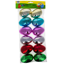 Load image into Gallery viewer, Set of 12 Reflective Metallic Multicolored Plastic Eggs 3.05 Inches