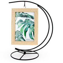 Load image into Gallery viewer, Double Curve Crescent Black Metal Photo Picture Frame and Ornament Display Stand 9.25 Inches
