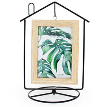 Load image into Gallery viewer, Black House-Shaped Hanging Photo Picture Frame and Metal Ornament Stand 8.7 Inches
