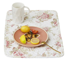 Load image into Gallery viewer, DaDa Bedding Set of 4-Pieces Dainty Cottage Floral Roses Quilted Cotton Dining Table Placemats 13” x 19” (3036)