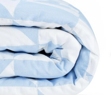 Load image into Gallery viewer, Handmade Blue White Cotton Quilt Bedspread Geometric Patchwork Bedding