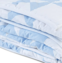 Load image into Gallery viewer, Handmade Blue White Cotton Quilt Bedspread Geometric Patchwork Bedding