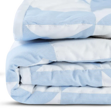 Load image into Gallery viewer, Handmade Blue White Cotton Quilt Bedspread Geometric Patchwork Bedding