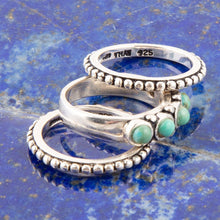 Load image into Gallery viewer, Triple Play Blue Turquoise and Sterling Silver Stack Ring