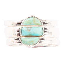 Load image into Gallery viewer, Triple Stack Shaped Turquoise and Sterling Silver Ring Set