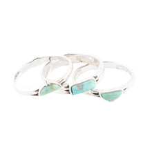 Load image into Gallery viewer, Triple Stack Shaped Turquoise and Sterling Silver Ring Set