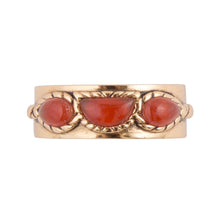 Load image into Gallery viewer, Triple Stone Orange Carnelian and Golden Ring