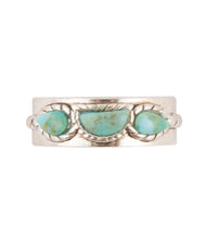 Load image into Gallery viewer, Triple Stone Simplicity Blue Turquoise and Sterling Silver Ring