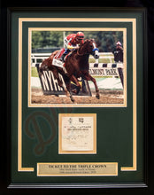 Load image into Gallery viewer, Mike Smith &amp; Justify 2018 Belmont Stakes Framed and Matted Horse Racing Ticket Collage