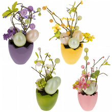Load image into Gallery viewer, Set of 4 Colorful Spring Flowers with Easter Eggs 7 Inches