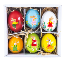 Load image into Gallery viewer, Set of 6 Real Easter Egg Ornaments with Bunnies Decorations