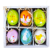 Load image into Gallery viewer, Set of 6 Real Eggshell Bunny and Friends Easter Egg Ornaments