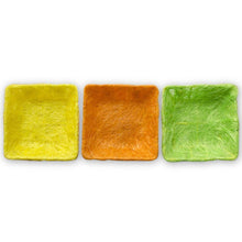 Load image into Gallery viewer, Set of 3 Green, Orange &amp; Yellow Sisal Silk Trays 7 Inches