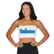 Load image into Gallery viewer, Tulane Cursive White Bandeau Top