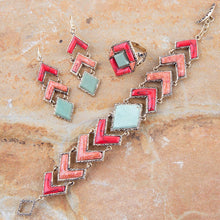 Load image into Gallery viewer, Turquoise and Coral Tapestry Ring