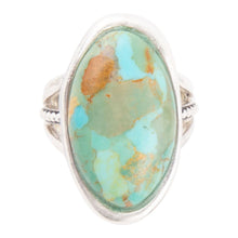 Load image into Gallery viewer, Blue Turquoise and Sterling Silver Oval Ring