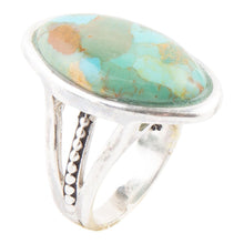 Load image into Gallery viewer, Blue Turquoise and Sterling Silver Oval Ring