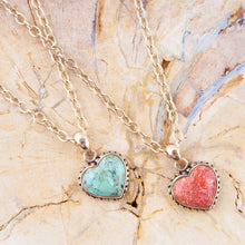 Load image into Gallery viewer, Turquoise Heart Pendant and Bronze Necklace