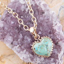 Load image into Gallery viewer, Turquoise Heart Pendant and Bronze Necklace