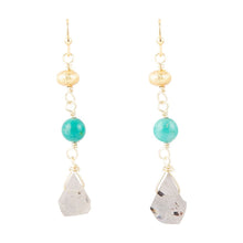 Load image into Gallery viewer, Turquoise Labradorite Elongated Earrings