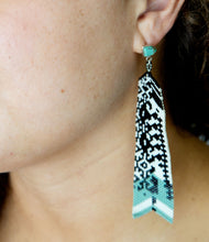Load image into Gallery viewer, Turquoise Long Woven Seed Bead Earrings