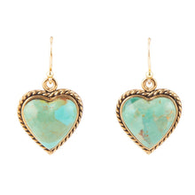 Load image into Gallery viewer, Blue Turquoise Rope My Heart and Golden Earrings
