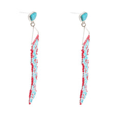 Load image into Gallery viewer, Turquoise Woven Seed Bead Earrings
