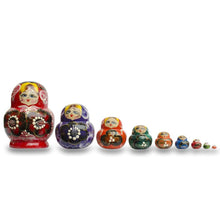 Load image into Gallery viewer, Set of 9 Rainbow Wooden Nesting Dolls  4.75 Inches