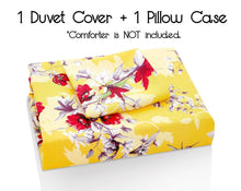 Load image into Gallery viewer, DaDa Bedding Sunshine Yellow Hummingbirds Floral Duvet Cover Set w/ Pillow Cases (JHW-925)