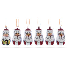 Load image into Gallery viewer, Set of 6 Santa Wooden Christmas Ornaments 1.5 Inches