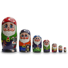 Load image into Gallery viewer, Set of 7 Gnomes Wooden Nesting Dolls 8 Inches