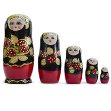 Load image into Gallery viewer, Set of 5 Strawberries Nesting Dolls Matryoshka 6.5 Inches