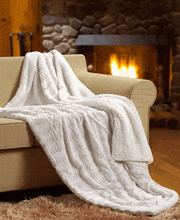 Load image into Gallery viewer, Tache White Ivory Polar Faux Fur with Sherpa Throw Blanket