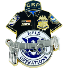 Load image into Gallery viewer, BL6-004 CBP uniform shirt duty belt HK P2000 Field Operations OFO Field Ops Challenge Coin CBPO CBP Officer