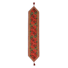 Load image into Gallery viewer, Poinsettia Flowers Christmas Tablecloth Holiday Runner 75 Inches