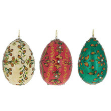 Load image into Gallery viewer, Set of 3 Embossed Wooden Egg Ornaments