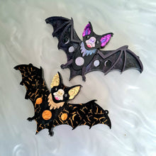 Load image into Gallery viewer, Vampire Bat Statement Necklace PURPLE GALAXY by Cherryloco