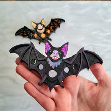 Load image into Gallery viewer, Vampire Bat Statement Necklace PURPLE GALAXY by Cherryloco