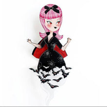Load image into Gallery viewer, Vampiress With Bats Brooch by Laliblue