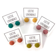 Load image into Gallery viewer, Chartreuse Velvet Retro Button Stud Earrings